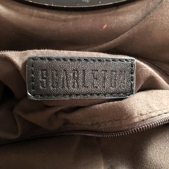 Scarleton Los Angeles Rose Wood Handle Handbag Black Purse Fashion Vegan - Picture 4 of 9